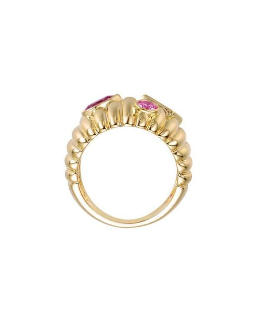Genevive Jewelry Metallic Rachel Glauber 14K Plated Cz Three Stone Ring