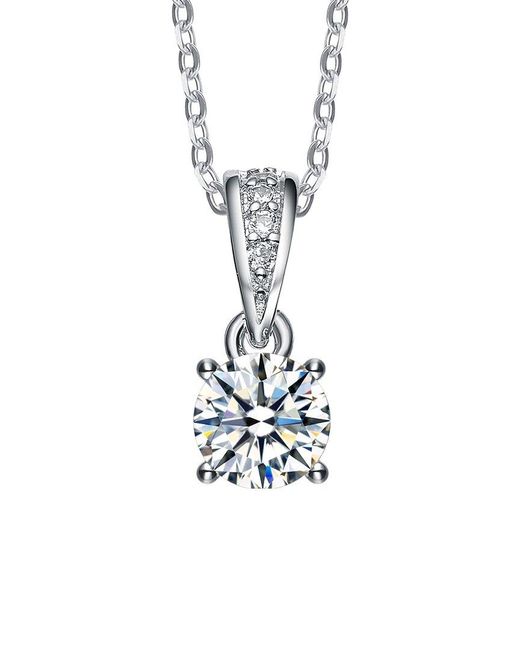 Genevive Jewelry White Silver Cz Pendant