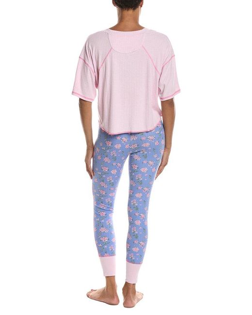 Honeydew Intimates Blue 2Pc Cuddle Crew T-Shirt Pant Set