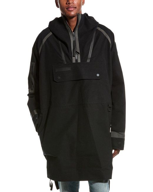 Black hooded anorak jacket best sale