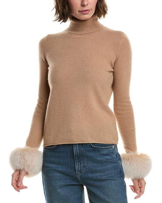 Sofiacashmere Blue Turtleneck Cashmere Sweater