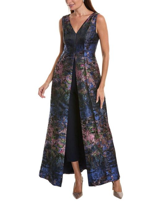 Kay Unger Blue Clark Walk Thru Jumpsuit