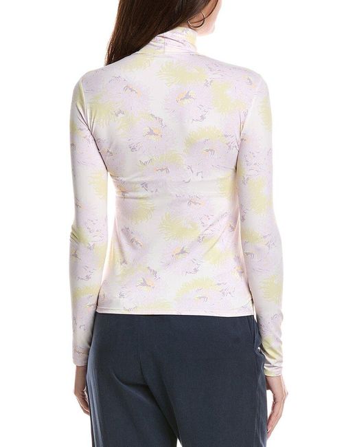 St. John White Printed Jersey Top