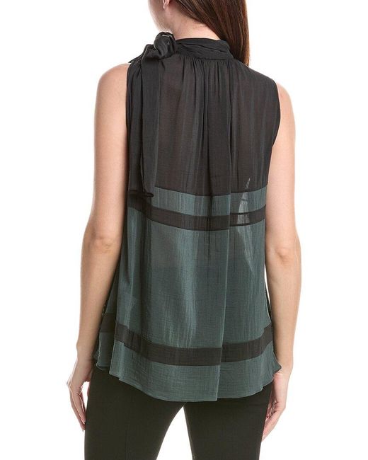Fabiana Filippi Green Color Striped Silk-Blend Top