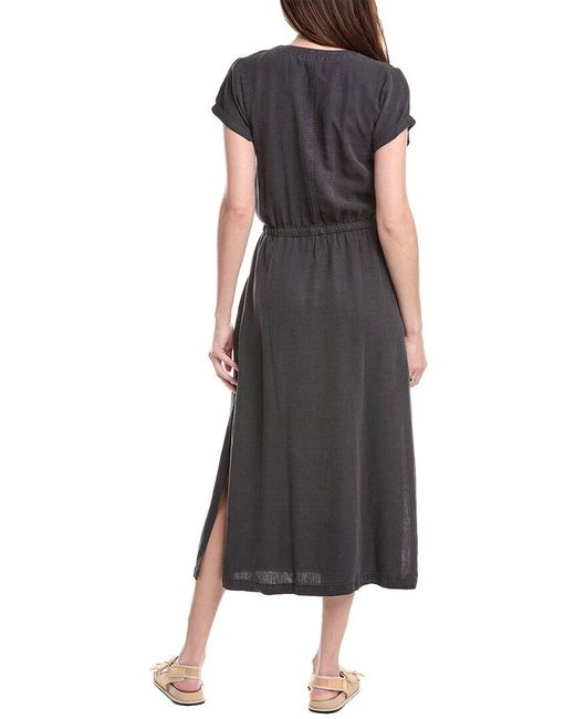 Splendid Black Juniper Linen-Blend Midi Dress
