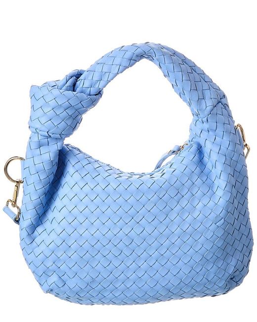 Isabella Rose Blue Sylvie Hand-Woven Leather Shoulder Bag