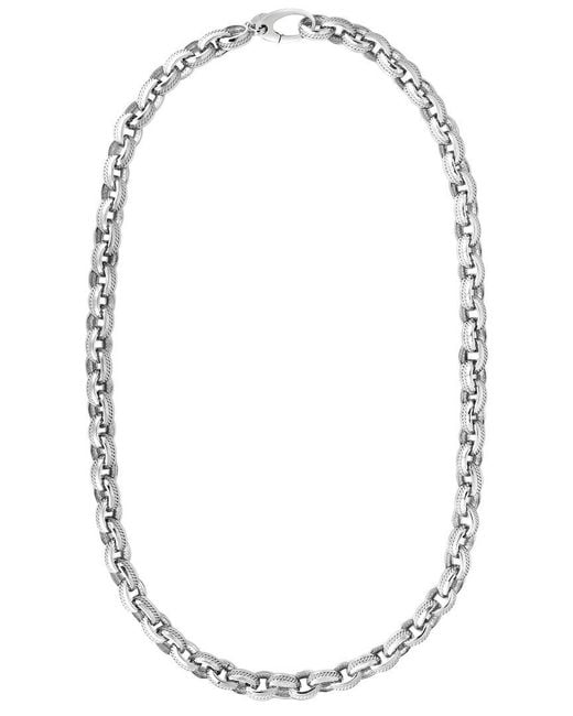 Italian Silver White Cable Inlay Rolo Chain Link Necklace