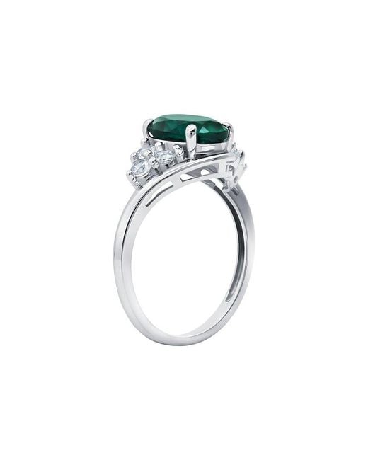 MaxColor Blue 10K 1.70 Ct. Tw. Lab-Grown Emerald Halo Ring