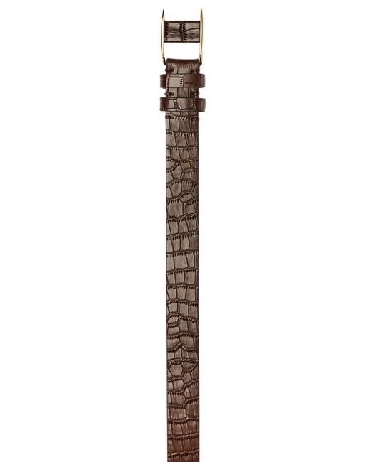 J.McLaughlin Brown Allegra Croc-Embossed Leather Belt