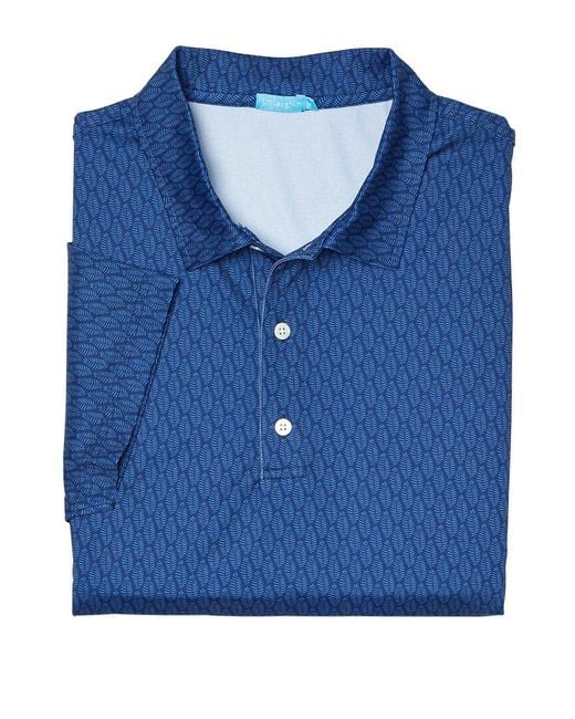 J.McLaughlin Blue Leaflett Fairhope Polo Shirt for men