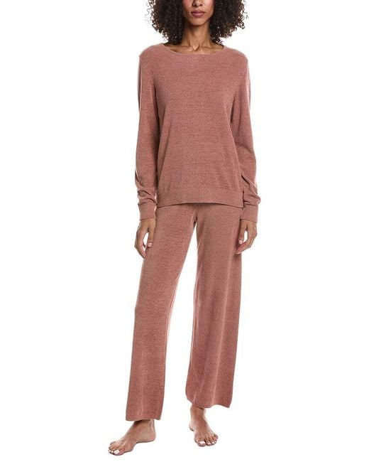 Barefoot Dreams Red 2Pc Boatneck Pullover & Pant Set
