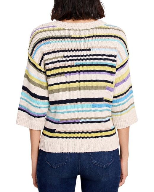 NIC+ZOE White Mixed Up Stripe Sweater
