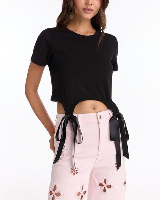 The Noli Shop Black Diana Satin Bow Shirt