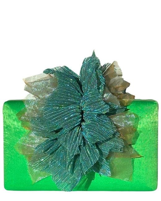 Simitri Green Satin Box Clutch