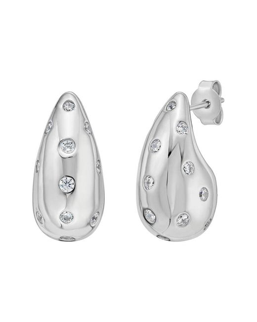 Italian Silver White Cz Drops Earrings