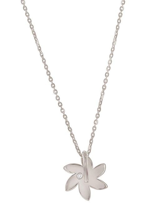 Suzy Levian Metallic 14k 0.14 Ct. Tw. Diamond Curved Flower Necklace