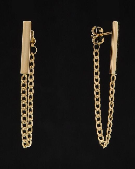 Italian Gold Black 14k Bar Chain Earrings