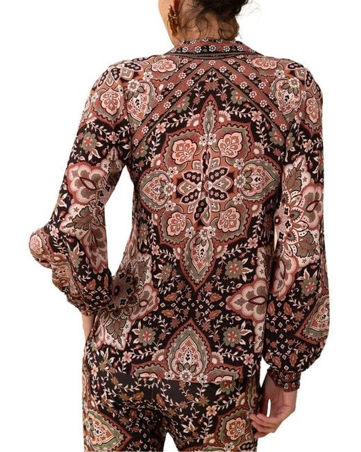 Hale Bob Brown Braelynn Silk Top