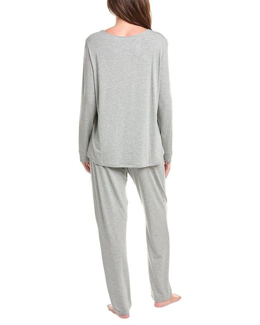 Hanro Gray 2pc Natural Elegance Pajama Pant Set