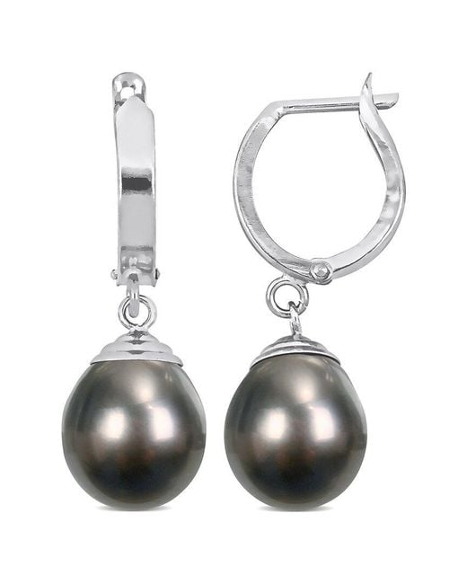 Diamond Select Cuts White 14K 9-10Mm Pearl Huggie Earrings