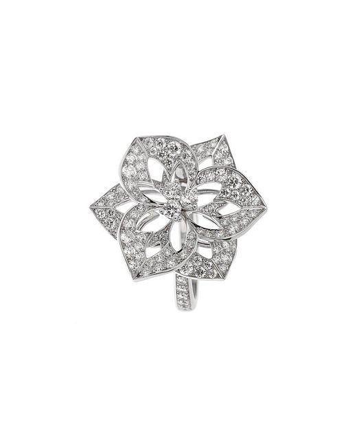 Boucheron White 18K 1.55 Ct. Tw. Diamond Large Flower Cocktail Ring (Authentic Pre- Owned)