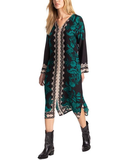 Johnny Was Green Herta Silk Dress