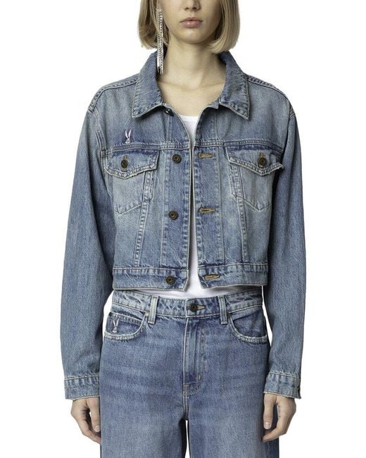 Zadig & Voltaire Blue The Aretha Wb Cropped Jacket