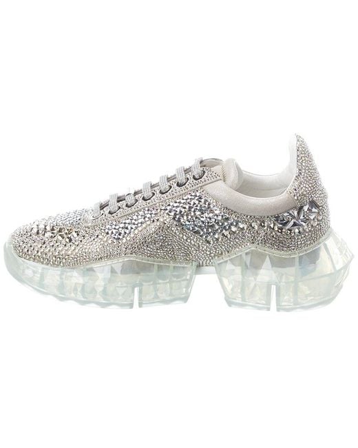 Jimmy Choo White Diamond/f Suede Sneaker