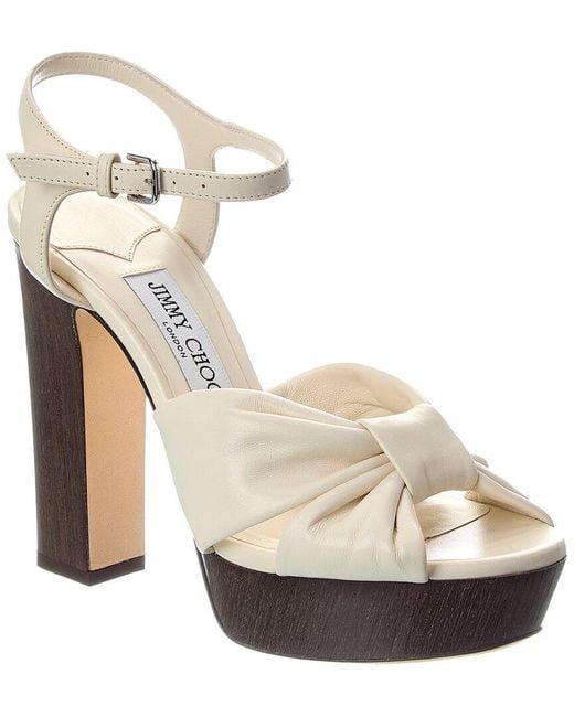 Jimmy Choo Metallic Heloise 120 Leather Platform Sandal