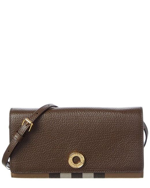 Burberry Brown Check Canvas & Leather Crossbody