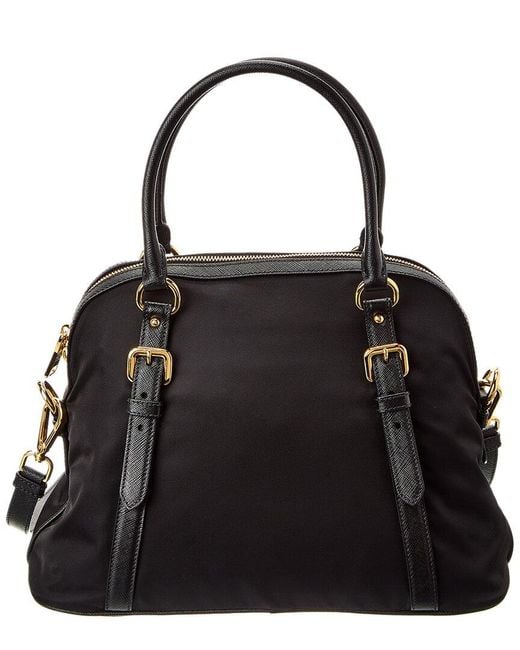 Prada Black Nylon & Saffiano Leather Satchel (Authentic Pre-Loved)