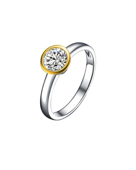 Genevive Jewelry White 14k Over Silver Cz Ring