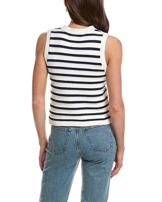 Design History Blue Striped V-Neck Tank Top