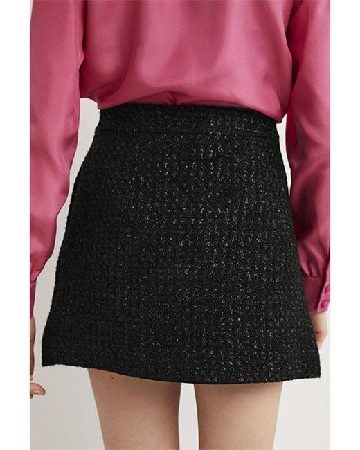 Boden Black Tweed Metallic Mini Skirt
