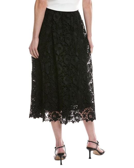 Cece Black Lace A-Line Midi Skirt