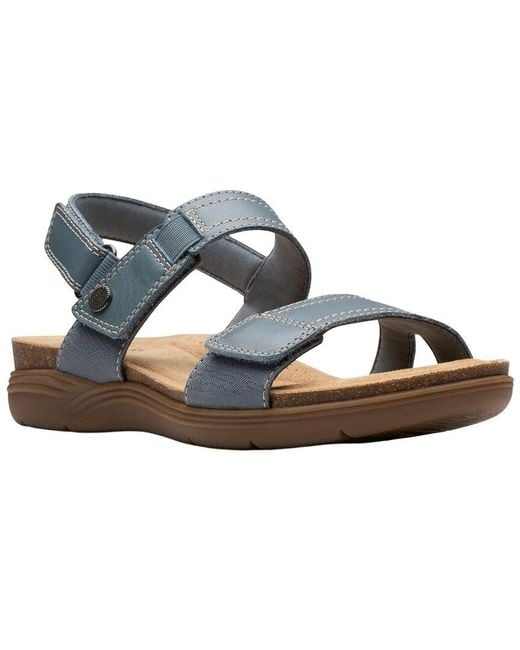 Clarks Blue April Clover Leather Sandal