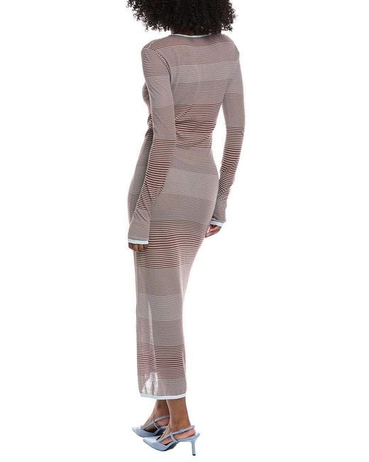 LAPOINTE Gray Striped Maxi Dress