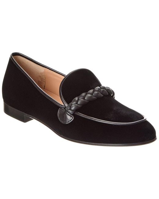 Gianvito Rossi Black Belem Velvet & Leather Loafer
