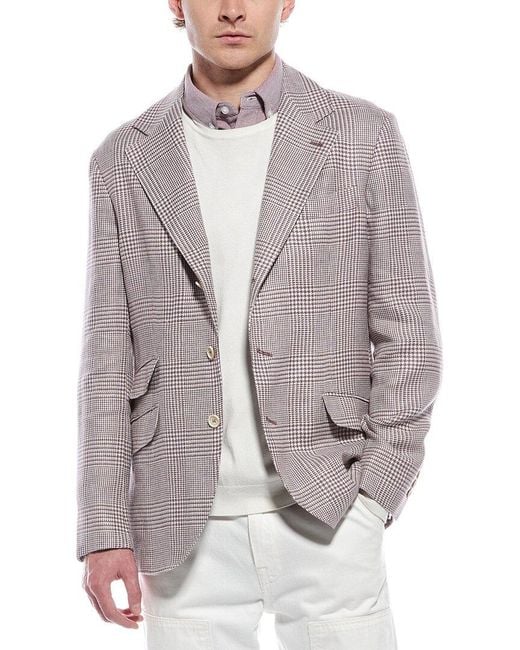 Brunello Cucinelli Gray Linen & Wool-Blend Blazer for men
