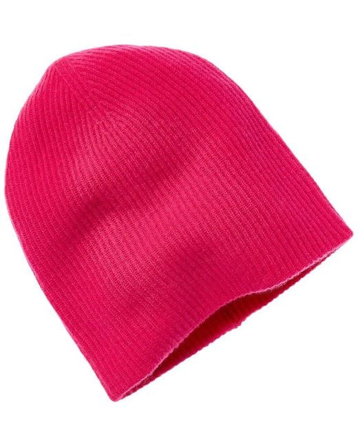 Amicale Cashmere Red 2 Color Reversible Rib Cashmere Hat