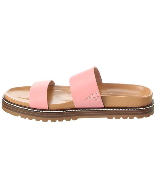 Madewell Pink The Charley Double-strap Leather Slide Sandal