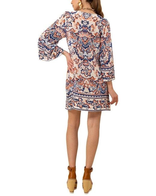 Hale Bob Red Silk Flora Midi Dress