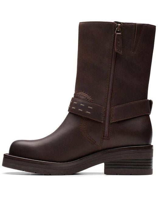 Clarks Brown Rebelle Up Leather Moto Boot