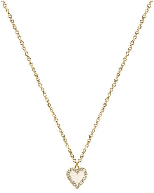 Gabi Rielle Metallic 14K Over 10Mm Pearl Cz Heart Necklace