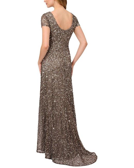 Adrianna Papell Brown Long Beaded Mermaid Gown
