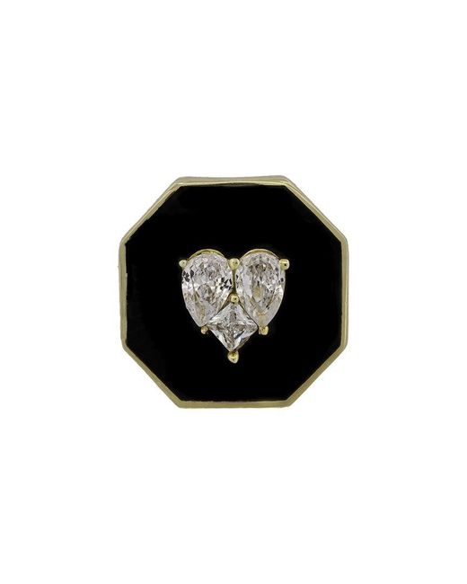 Ebru Jewelry Black Love Cz Statement Adjustable Ring