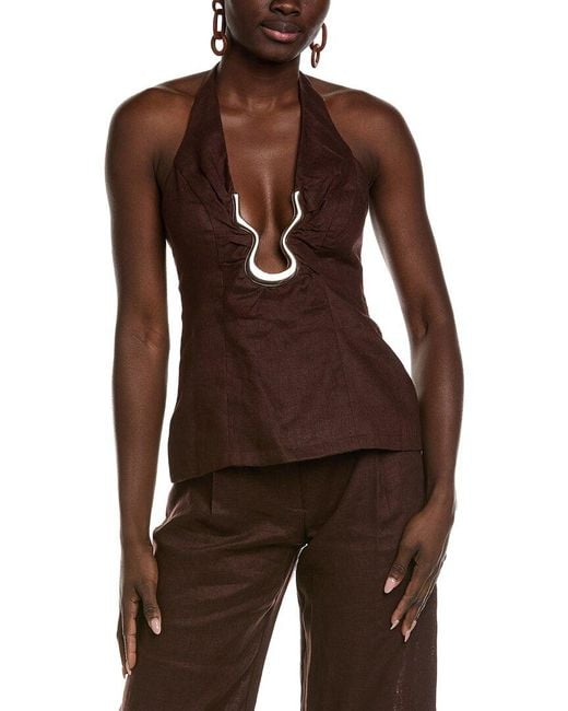 Bardot Brown Cavarly Ramie Halter Top