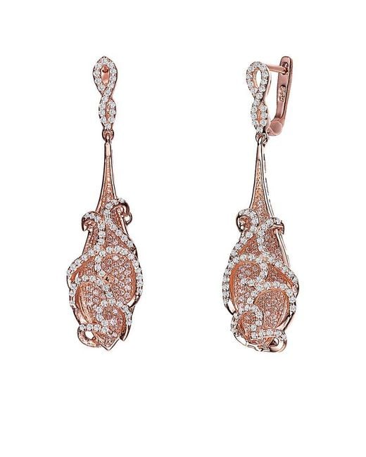 Genevive Jewelry Multicolor 14K Rose Vermeil Drop Earrings