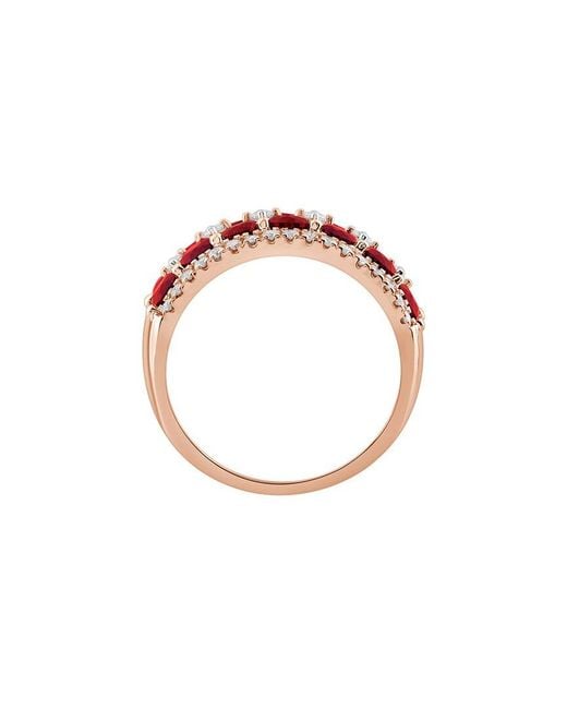 Brilliant Bloom Red 14K Rose 0.33 Ct. Tw. Lab-Grown Diamond & Ruby Ring