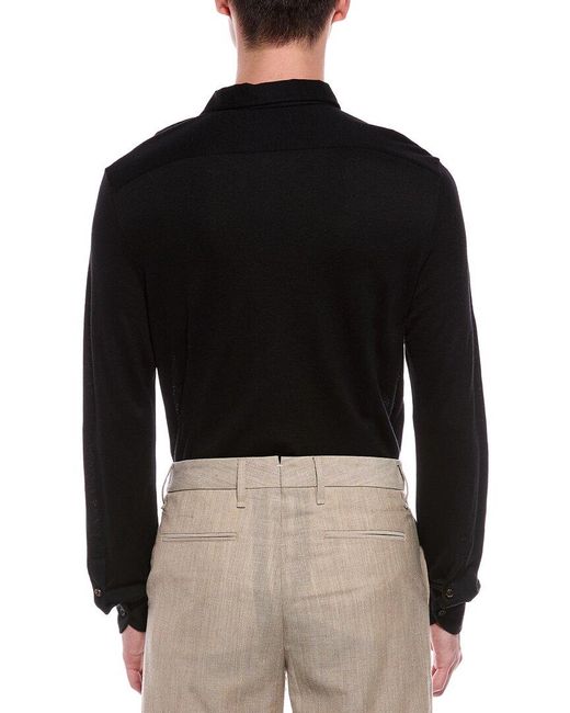 Isaia Black Jersey Sport Wool Shirt for men